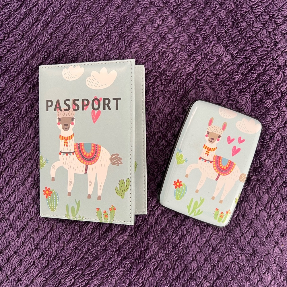 RFID protected passport and wallet cover set new llama miami carry on